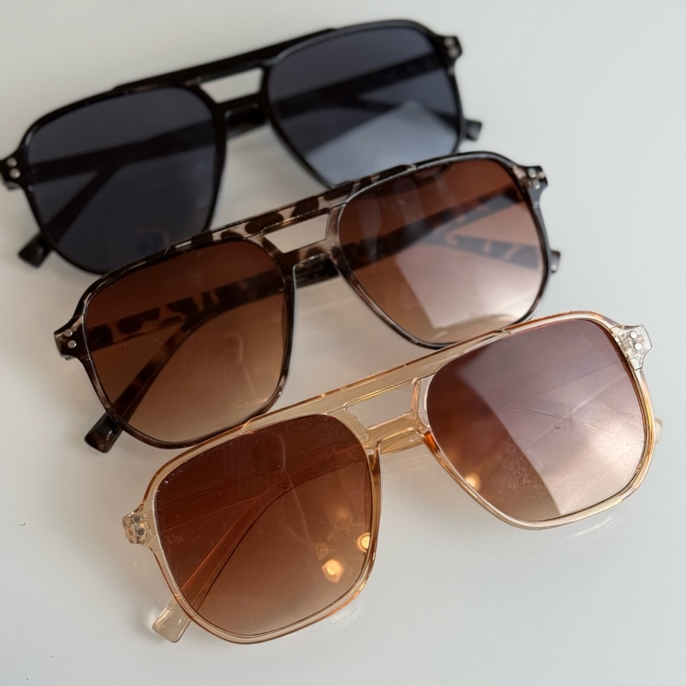 Stylish Sunglasses Trio in Black, Brown, and Tan